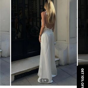 Elegant White Backless Halter Maxi Dress